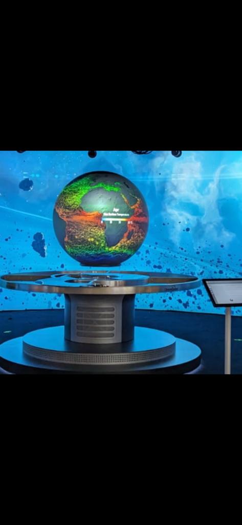 Suspended global visualization exhibit image